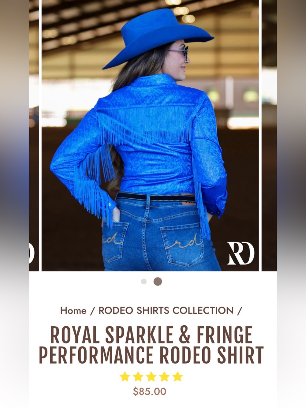 NWOT ROYAL SPARKLE & FRINGE PERFORMANCE RODEO SHIRT - Picture 3 of 7